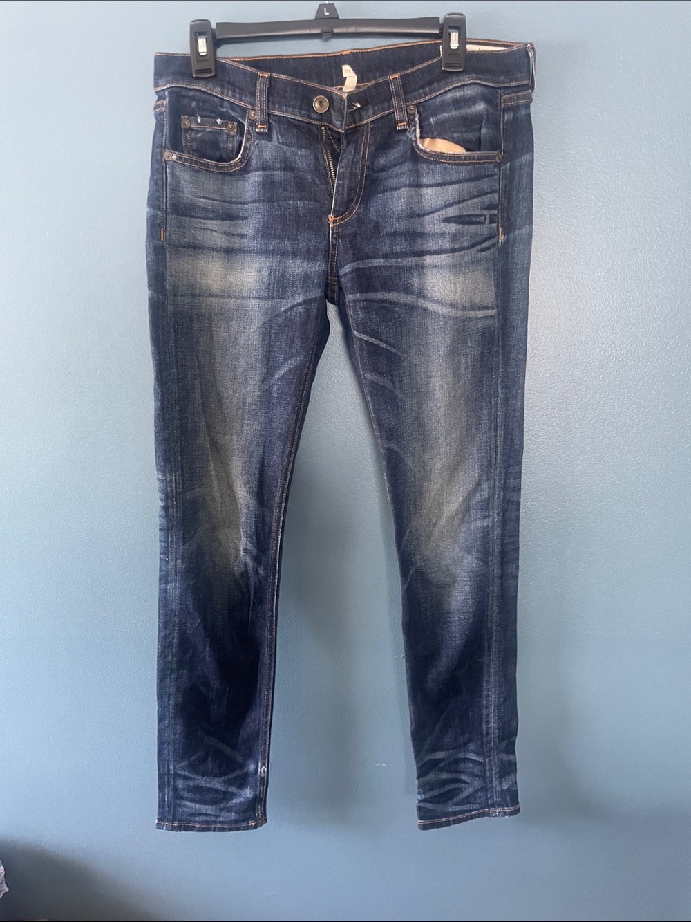 Rag & Bone Dark Blue Washed Stretch Jeans